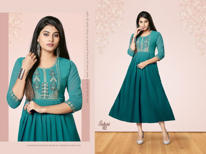 Saloni 3 Latest Designer Ethnic Wear Georgette Long Anarkali Kurti Collection